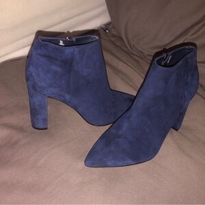 Ivanka Trump Deep Blue Suede Pointed-Ankle Booties
